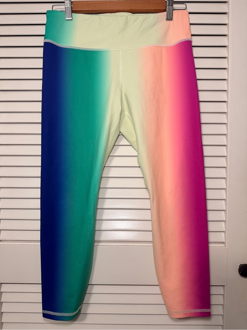 Athleta Rainbow Ombre Leggings - Blue, Green, Pink, Peach - Size MP